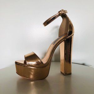 Steve Madden Rose Gold Metallic Platform Heels